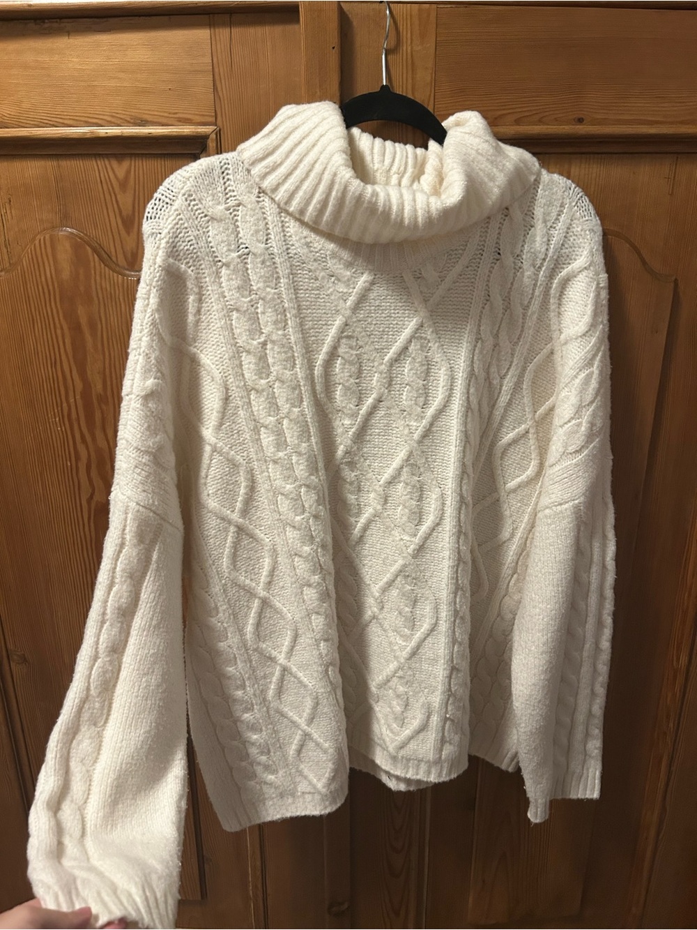 Neuflora Cozy Cream Cable Knit Cowl Turtle Neck Sweater